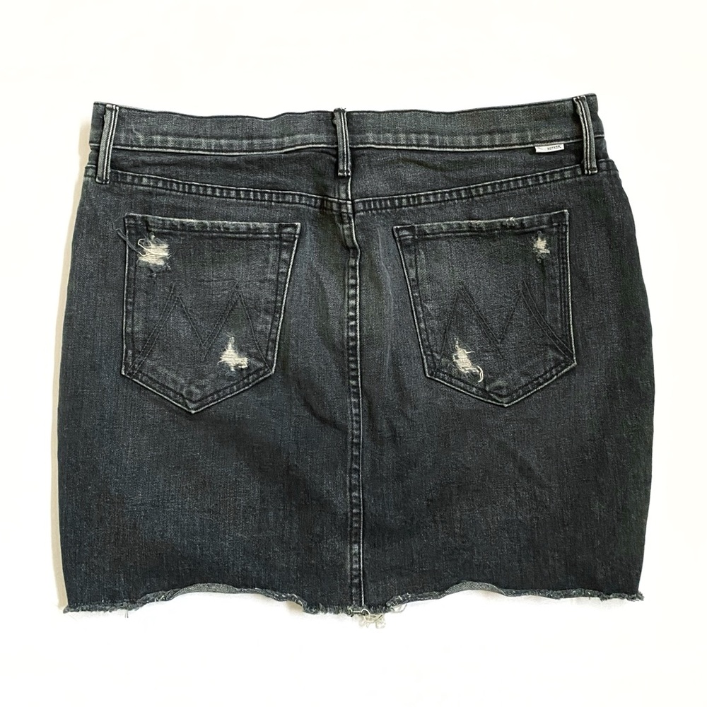 MOTHER The Vagabond Mini Fray Grey distressed Jean Skirt Troublemaker Next door - Picture 4 of 8
